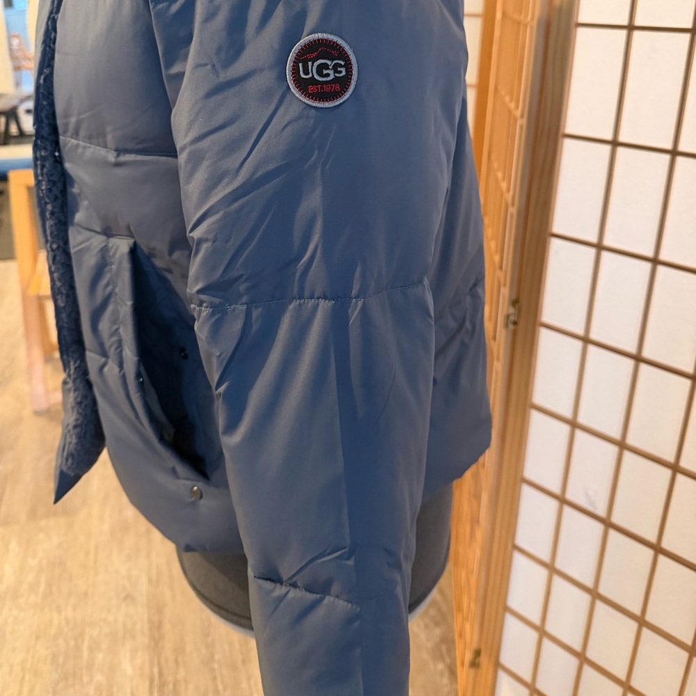 UGG Gray Puffer Jacket with Shearling Collar - Picture 2 of 9